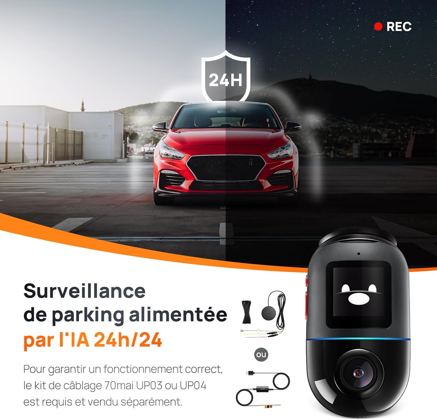 La Dash Cam 4K que graba en 360° las 24 horas del día tu coche estacionado y tus viajes, y envía una notificación al teléfono cuando detecta movimientos sospechosos.